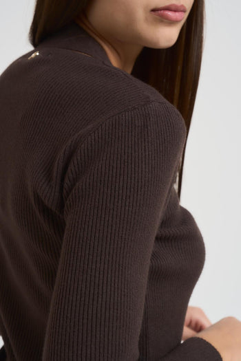 Maglia donna cut out cioccolato - 4