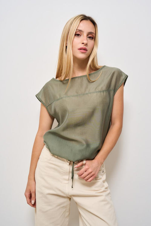 T-shirt donna scollo a barca verde - 2