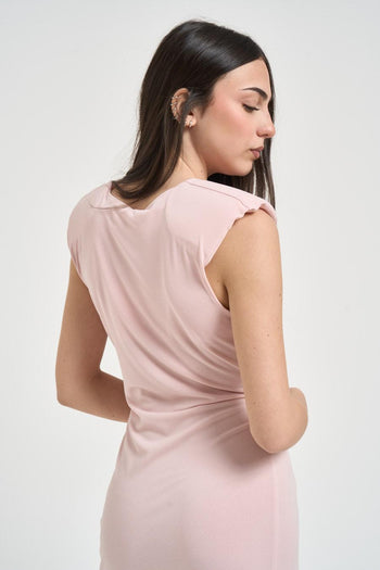 Abito donna lungo rosa cipria - 5