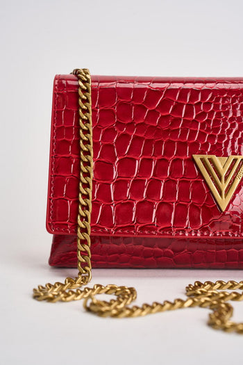 Borsa donna a tracolla in vernice rossa - 3