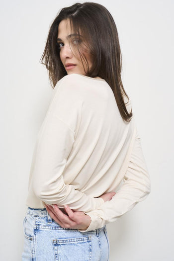 Maglia donna girocollo panna - 4
