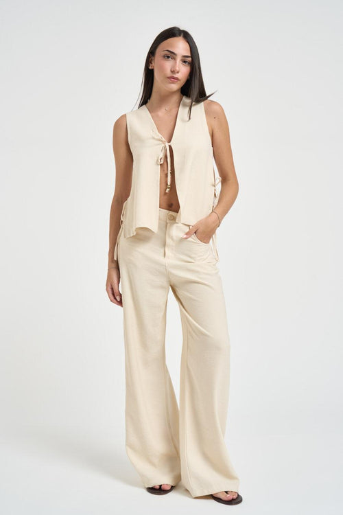 Gilet donna con fiocchi panna - 1