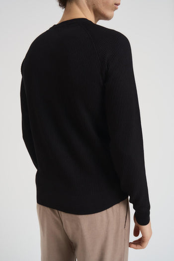 Maglia uomo girocollo a coste nera - 3