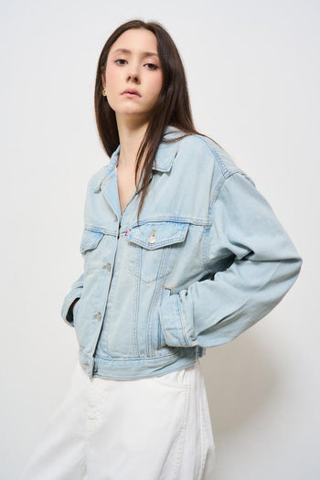 Giubbotto donna in denim chiaro - 4