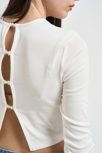 Top donna a costine bianco - 4