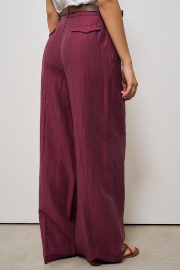 Pantalone donna a palazzo bordeaux - 4