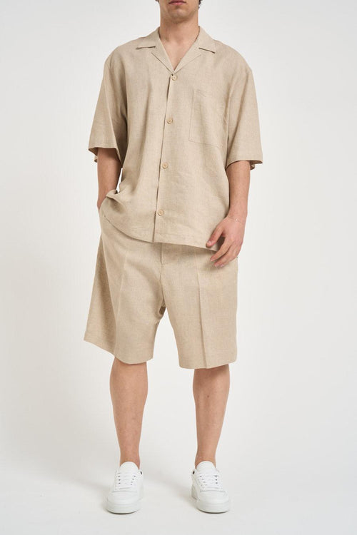 Camicia uomo manica corta beige