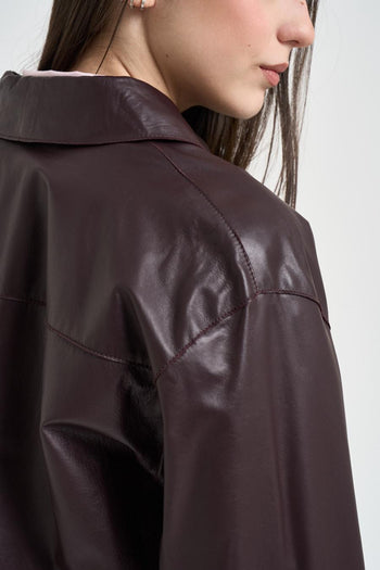 Giubbotto donna in pelle vino - 5
