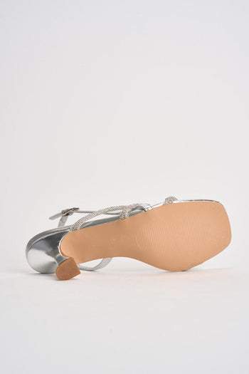 Sandalo donna argento con strass - 7