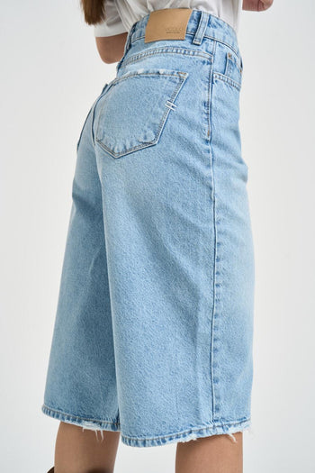 Bermuda donna in denim azzurro - 5