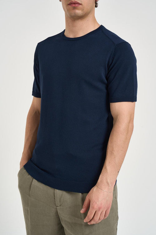 T-shirt uomo in maglia blu navy