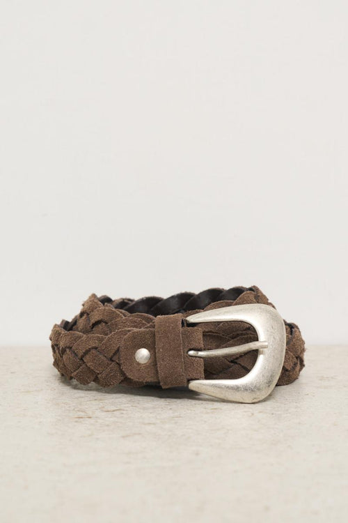 Brown Suede Braided Women's Belt