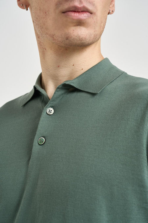 Polo uomo in maglia verde militare - 2