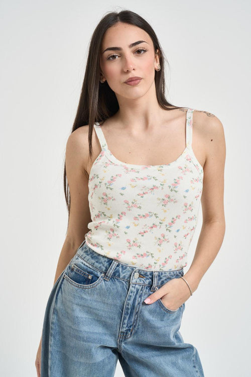 Top donna a fantasia floreale