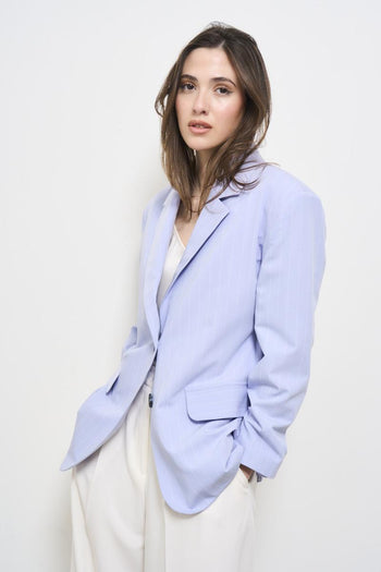 Women's light blue single-breasted jacket - 3