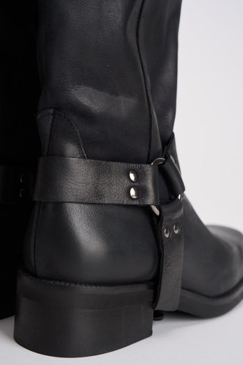Stivale biker nero in pelle invecchiata - 7