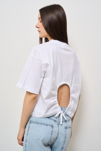 T-shirt donna con apertura bianca - 3