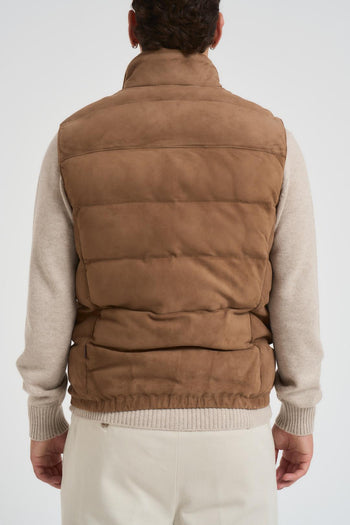 Gilet uomo in camoscio cammello - 7