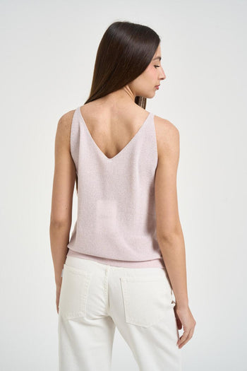 Top donna scollo a V rosa pastello - 3