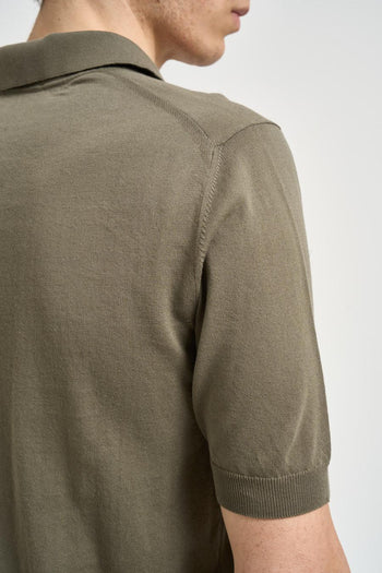Polo uomo in maglia verde militare - 4