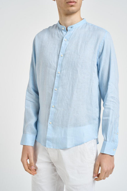 Camicia uomo in lino celeste - 2