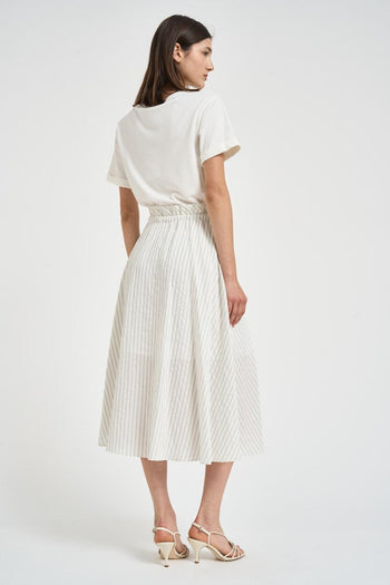 Abito donna lungo a righe bianco - 3
