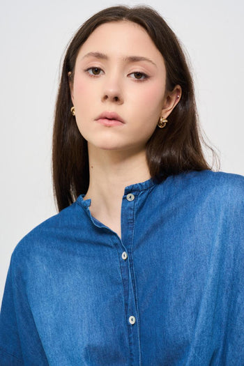 Camicia donna in denim medio. - 3