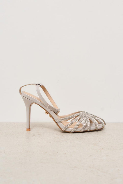 Scarpa con tacco silver con strass