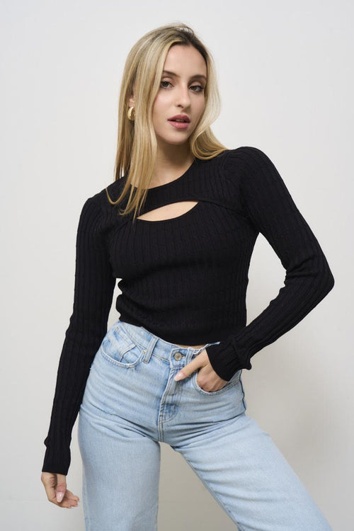 Women's black cut out sweater