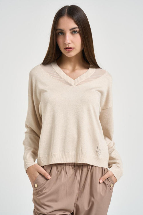 Maglia donna con glitter oro