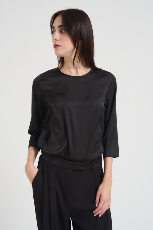 Blusa donna satinata nera - 2