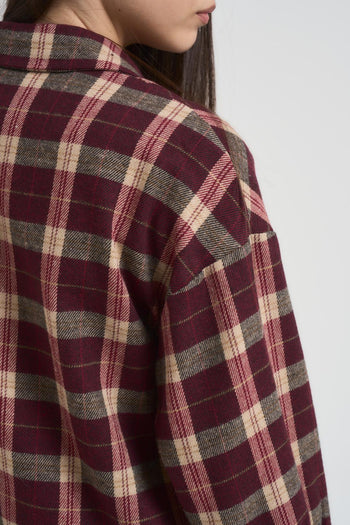 Camicia donna a quadretti bordeaux - 5