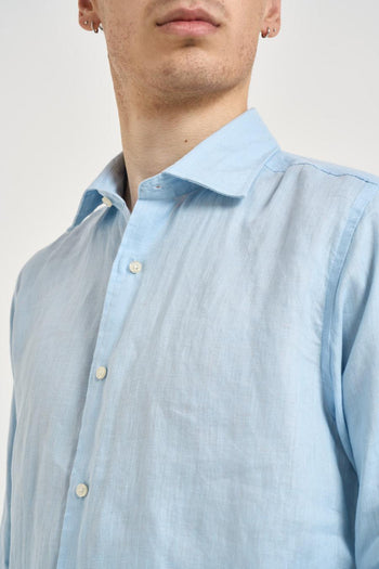 Camicia uomo in lino celeste - 3