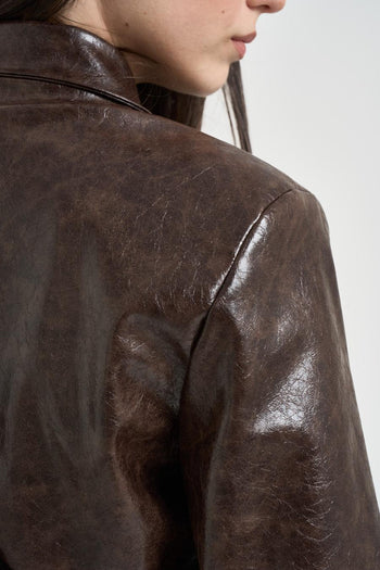 Bomber donna in ecopelle marrone - 6