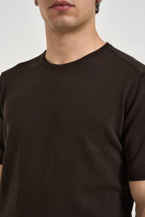 T-shirt uomo in maglia marrone - 2