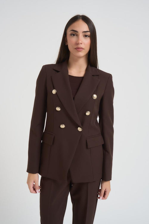 Giacca donna doppiopetto marrone - 2