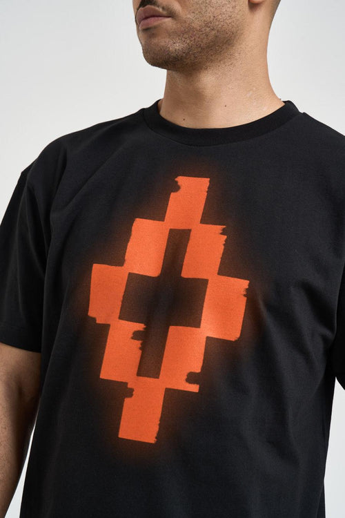 T-shirt uomo girocollo nera con stampa - 2