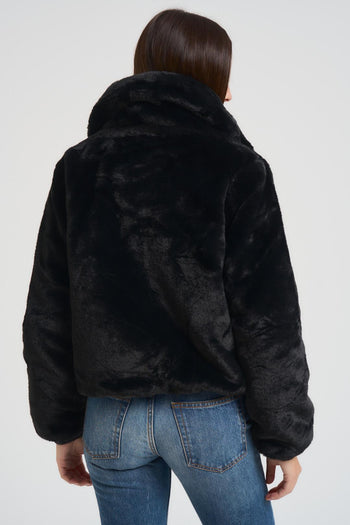 Ecopelliccia donna corta reversibile nera - 4