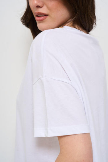 T-shirt donna bianca con perline - 6
