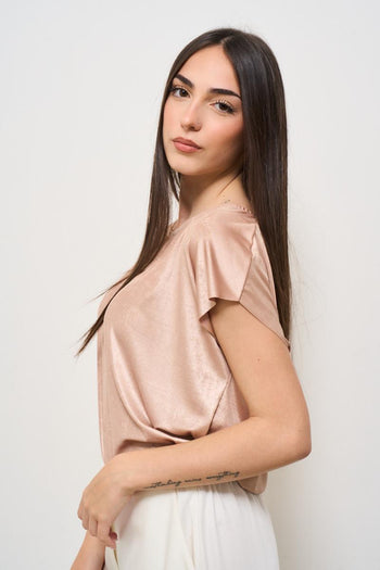 T-shirt donna girocollo oro rosa - 3