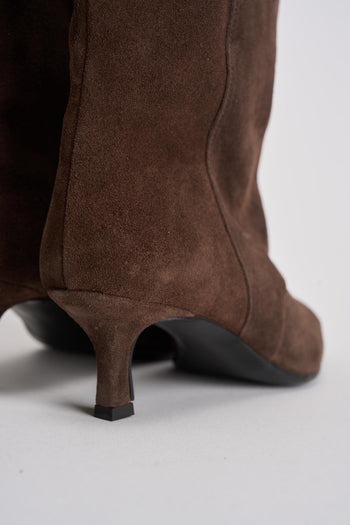 Stivale donna con tacco in suede marrone - 6