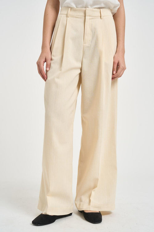 Pantalone donna con pinces panna