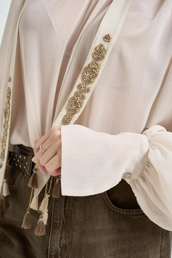 Camicia donna semistrasparente panna - 4