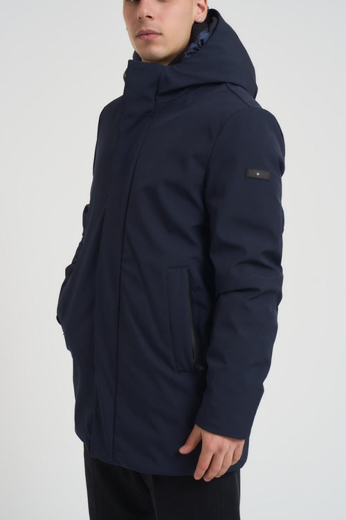 Giubbotto uomo con cappuccio blu notte - 2