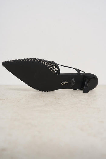 Black women's shoe with heel and rhinestones - 4