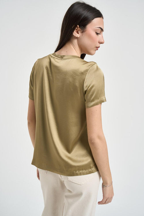 Blusa donna satinata verde - 2
