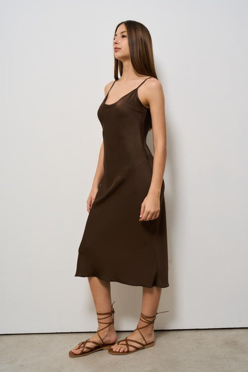 Abito donna midi marrone<BR/> - 2