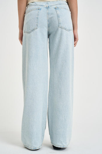 Jeans donna wide leg in denim chiaro - 3