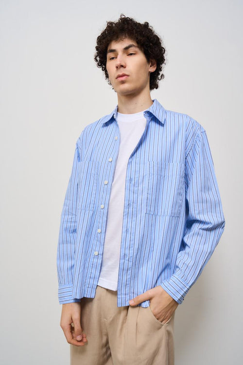 Camicia uomo gessata celeste - 2