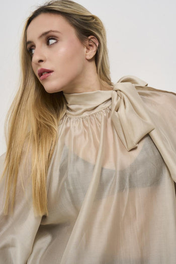 Camicia donna semitrasparente beige - 3